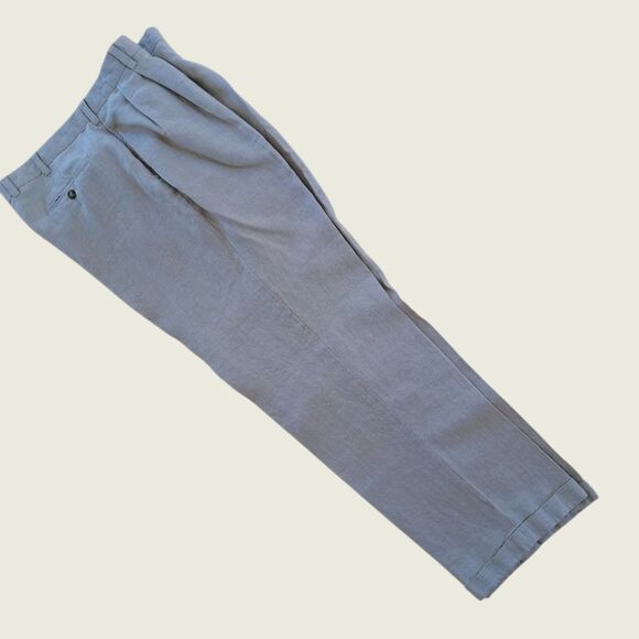 JOS. A. BANK Travelers Collection 100% Linen Pants Khaki Tan Cuffed 40 x 30 - Picture 14 of 15